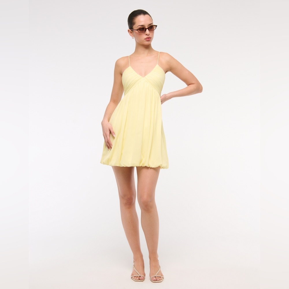 Abercrombie & Fitch Pale Yellow Spaghetti Strap Mini Dress